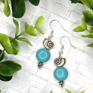 3/$25 Silver Earrings Sea Shell Earrings Turquoise Stone Dangles Boho Southwest